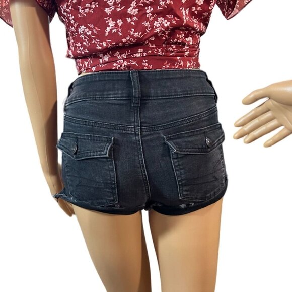 (5 for 25 ) American Eagle Next Level Stretch Shortie Denim Cut Offs size 00 - Picture 3 of 5